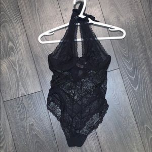 Black lace/halter lingerie